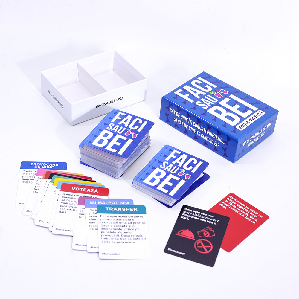 JOC FACI SAU BEI - EDIȚIA DECENTĂ –200 CARTONAȘE - Faci sau Bei