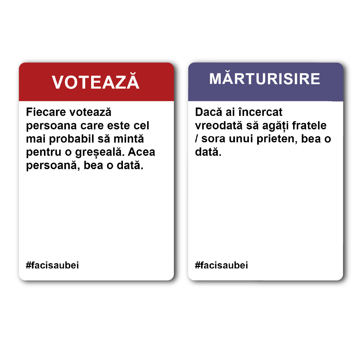 JOC FACI SAU BEI - EDIȚIA DECENTĂ –200 CARTONAȘE - Faci sau Bei