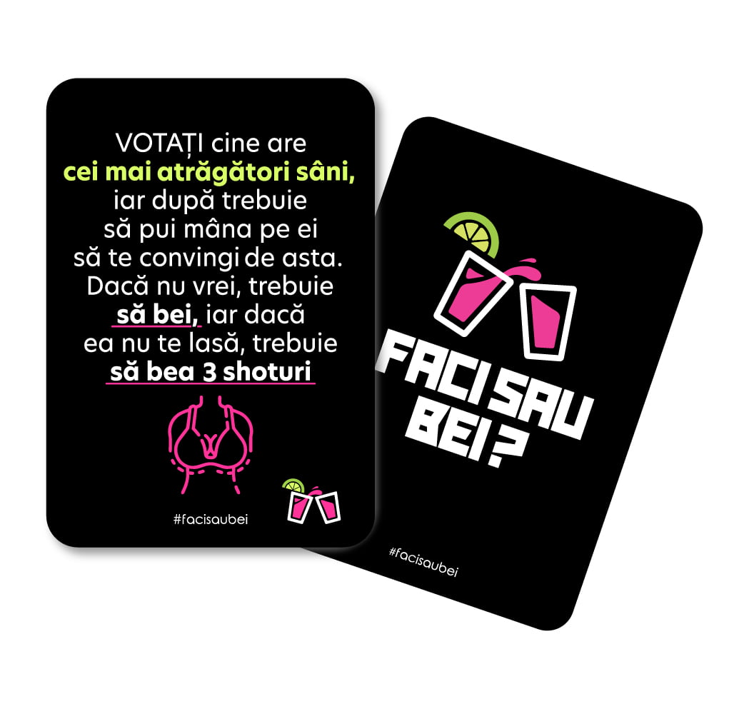 Pachet de cărți “Faci sau Bei?“ Original– 100 Cărți de joc - Faci sau Bei