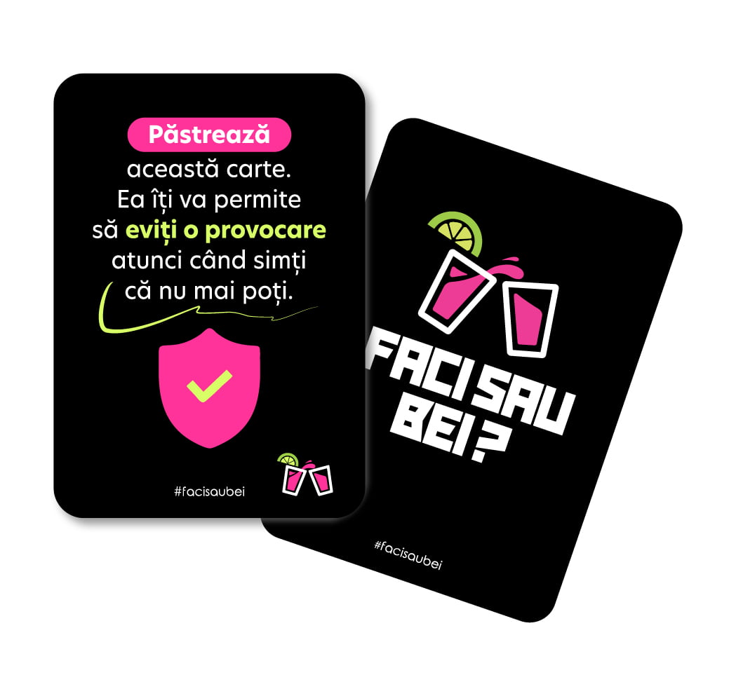 Pachet de cărți “Faci sau Bei?“ Original– 100 Cărți de joc - Faci sau Bei