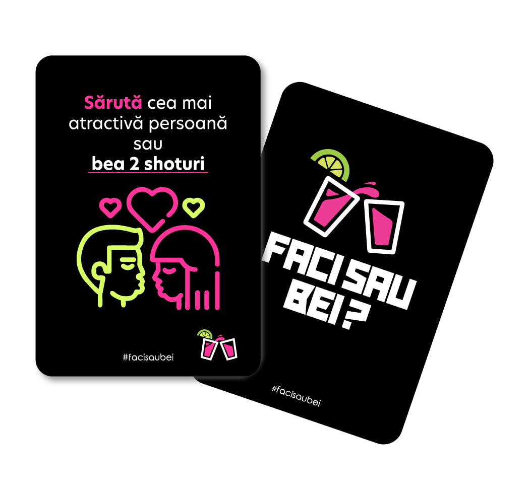 Pachet de cărți “Faci sau Bei?“ Original– 100 Cărți de joc - Faci sau Bei